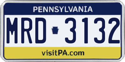 PA license plate MRD3132
