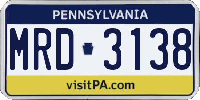 PA license plate MRD3138