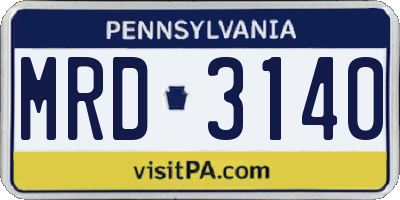 PA license plate MRD3140