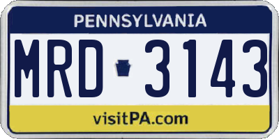 PA license plate MRD3143