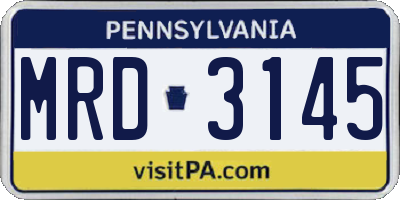 PA license plate MRD3145