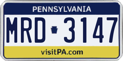 PA license plate MRD3147