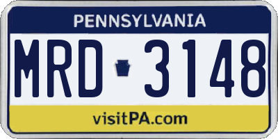 PA license plate MRD3148
