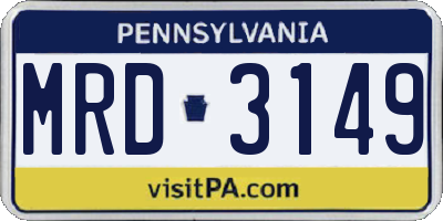 PA license plate MRD3149