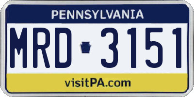 PA license plate MRD3151