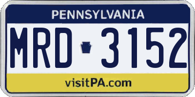 PA license plate MRD3152