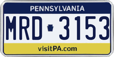 PA license plate MRD3153