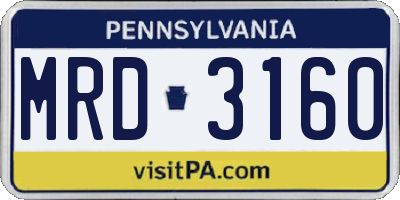 PA license plate MRD3160