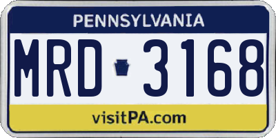 PA license plate MRD3168