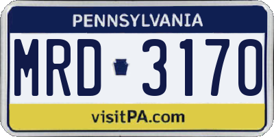 PA license plate MRD3170