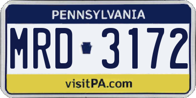 PA license plate MRD3172