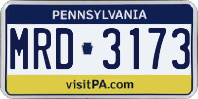 PA license plate MRD3173