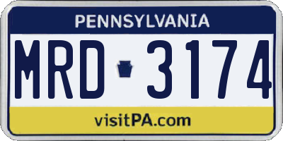 PA license plate MRD3174