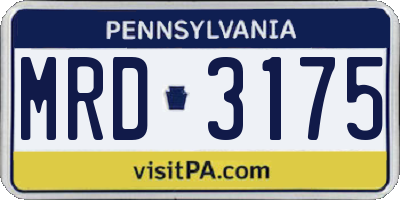 PA license plate MRD3175