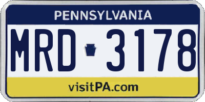 PA license plate MRD3178