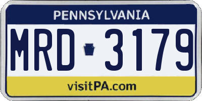 PA license plate MRD3179
