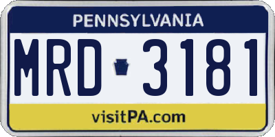 PA license plate MRD3181