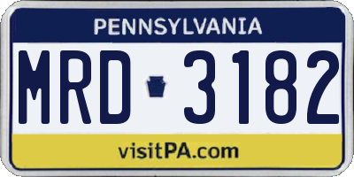 PA license plate MRD3182