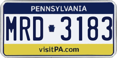 PA license plate MRD3183