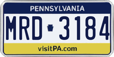 PA license plate MRD3184