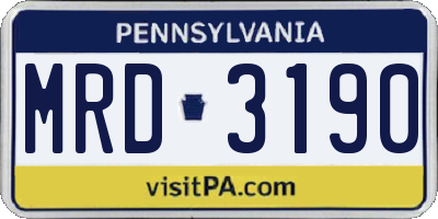 PA license plate MRD3190