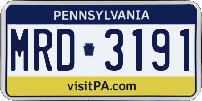 PA license plate MRD3191