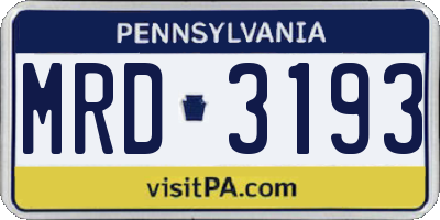 PA license plate MRD3193