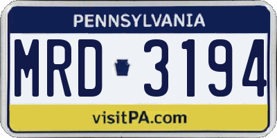 PA license plate MRD3194