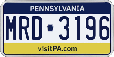 PA license plate MRD3196