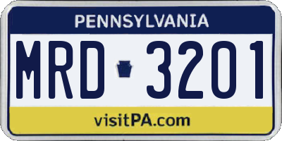 PA license plate MRD3201