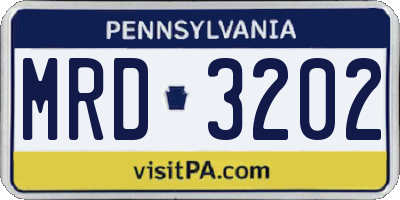 PA license plate MRD3202