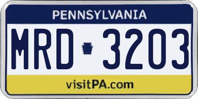PA license plate MRD3203