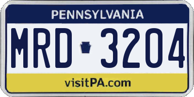 PA license plate MRD3204