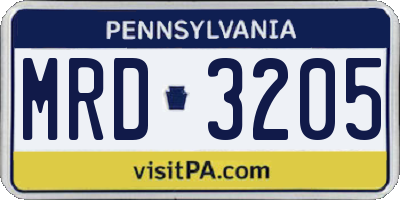 PA license plate MRD3205