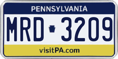 PA license plate MRD3209