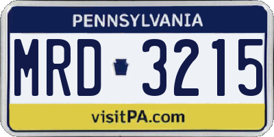 PA license plate MRD3215