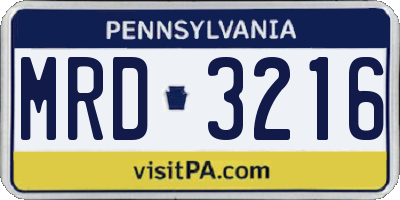 PA license plate MRD3216