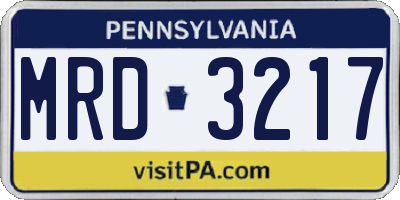 PA license plate MRD3217