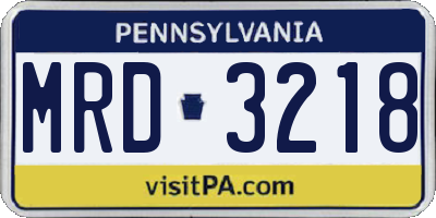 PA license plate MRD3218