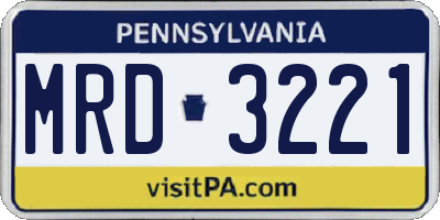 PA license plate MRD3221
