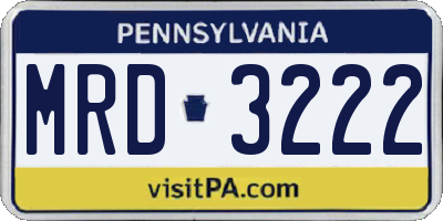 PA license plate MRD3222