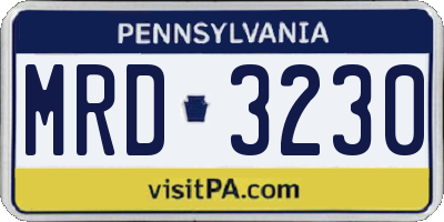 PA license plate MRD3230