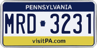 PA license plate MRD3231