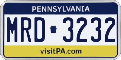 PA license plate MRD3232