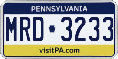PA license plate MRD3233