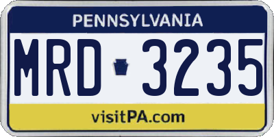 PA license plate MRD3235