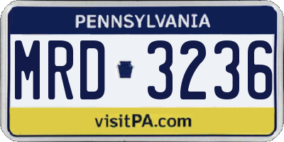 PA license plate MRD3236