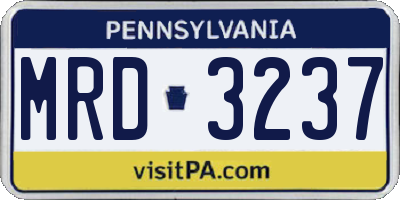 PA license plate MRD3237