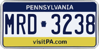 PA license plate MRD3238