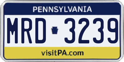 PA license plate MRD3239